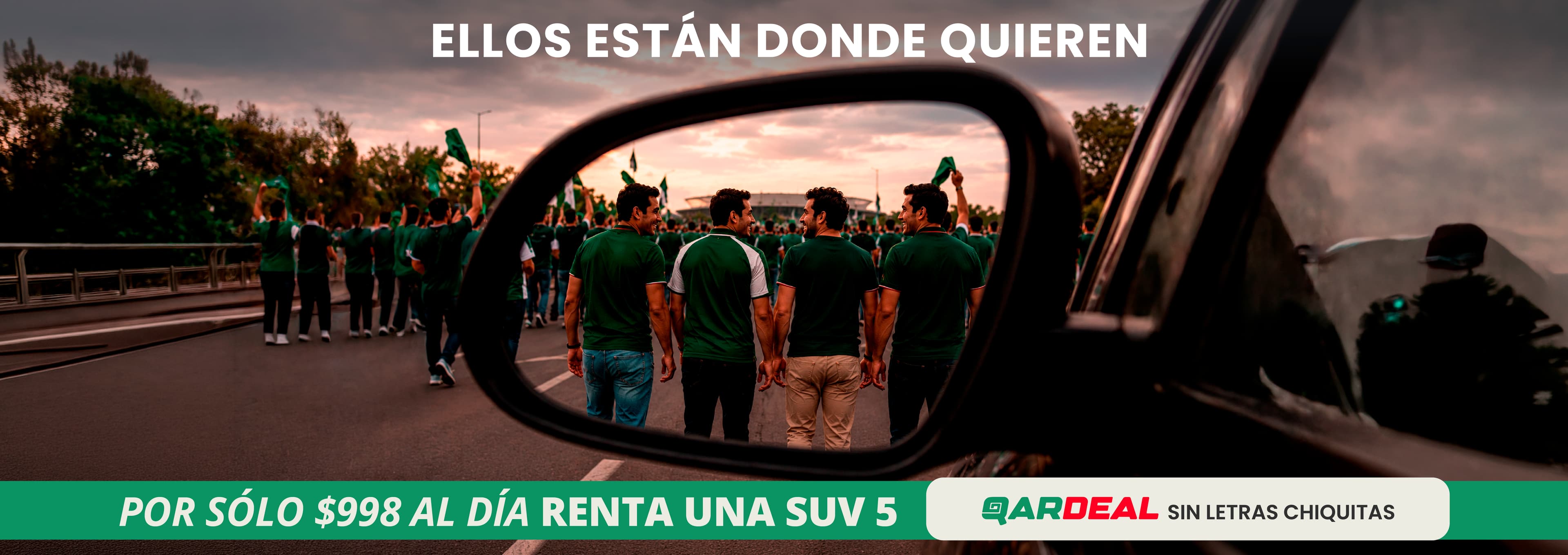 renta auto en cdmx, aficionados, futbol, amigos, grupo, cinco pasajeros, SUV, 5 pasajeros